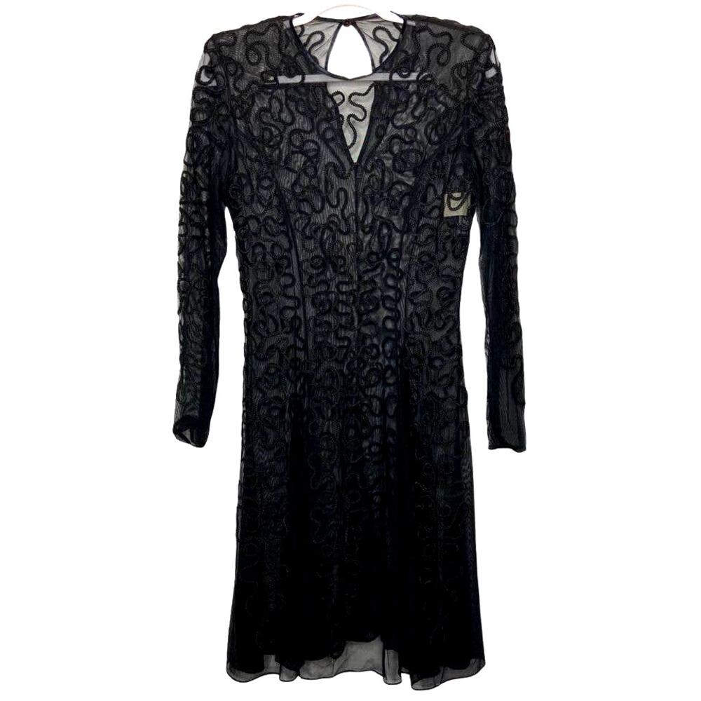Vintage Casadei Stretch Sheer Long Sleeve Dress